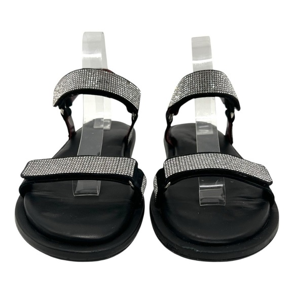 Staud Betty Rhinestone Black Leather Sporty Outdoor Sandals Womens 40 - Picture 4 of 14